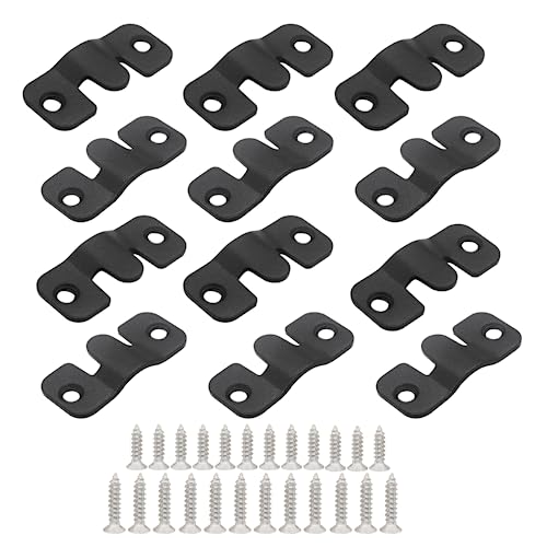 Image of 6 Pairs Flush Mount Bracket, 44 x 19mm Interlocking Photo Frame Hangers, Stainless Steel Picture Hooks Z Clip Bracket Interlock Hanging Buckles for Picture Display (Black, 6 Sets)