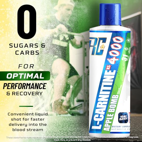 Image of Ronnie Coleman Signature Series L Carnitine XS 4000 Liquid, Stimulant Free, Sugar Free, Zero Carbs, Lean Muscle Strength Support for Men & Women, 16 Oz, Apple Bomb