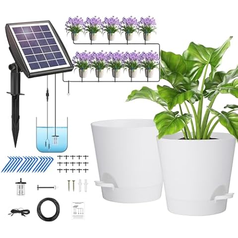 Automatic Irrigation System for Garden, Flower Pots with Mesh Drainage Holes and Deep Reservoir Cover