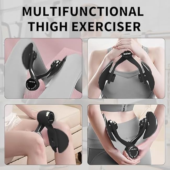 Thigh Trainer, Inner Thigh Toner Exercise Equipment for Women, Kegel Exerciser, Pelvic Floor Muscle Trainer for Home Workout with Resistance Band