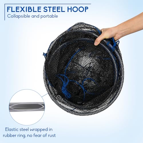 QualyQualy Foldable Fishing Net, Landing Fishing Pier Nets 31"/40" Hoop, Drop Net for Pulling Up Fish with Rope, Portable Bridge Fishing Net for Minnows, Crawfish, Shrimp - Image 6