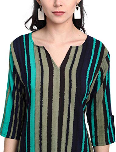 Image of 1 Stop Fashion Women's Viscose Rayon Multi Color Printed Straight Kurta