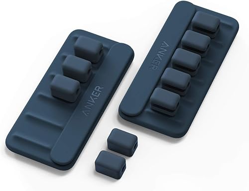 Anker Gestión de cables - Soporte magnético para cables, 5 clips para cables Lightning y USB CMicro cables, se adhiere a madera, mármol, metal,