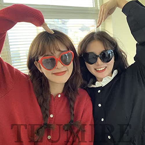 Image of Polarized Heart Shaped Sunglasses for Women Girls Retro Oversized Sun Glasses Red Heart Glasses Cute Eyewear