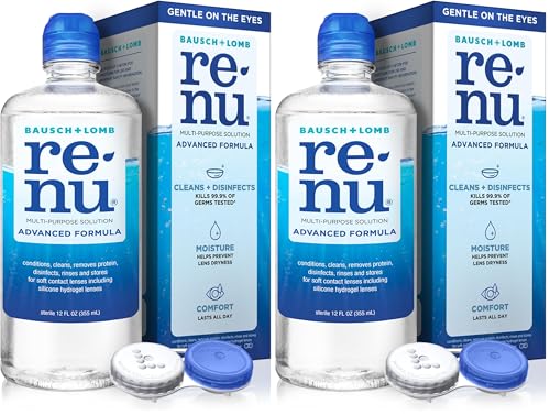 Image of Renu Contact Lens Solution Multipurpose Disinfectant, Advanced Formula Lens Cleaner, Cleans & Moisturizes Soft & Silicon Hydrogel Lenses, 12 Fl Oz (Pack of 2)