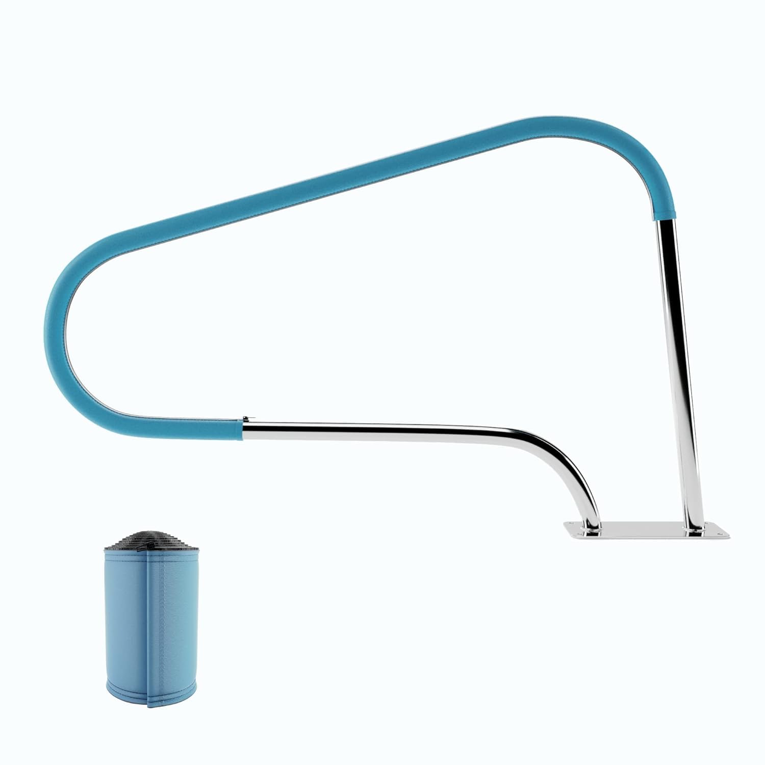 FibroPool Swimming Pool Hand Rail Cover - Neoprene Comfort Grip - Slip and Heat Resistant for Railing - 76 Inch, Light Blue
