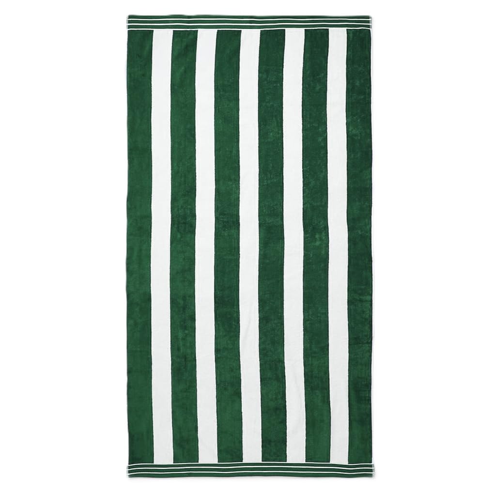 Allure Beach Fashions Cabana Stripe Beach Towel - Jumbo 100x180cm - Khaki Green - 100% Cotton