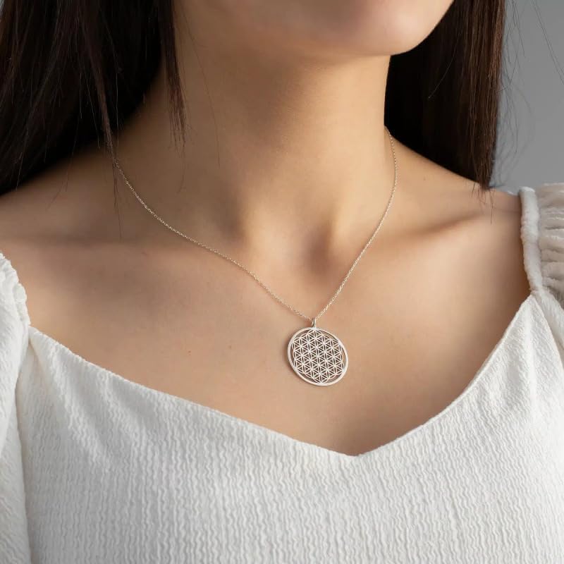 YWMAN Flower of Life Necklace - Boho Style Hippie Yoga Talisman Pendent - Personalized Sacred Geometry Amulet Jewelry for Men - Image 5