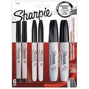 Sharpie Permanent Markers Variety Pack, Includes Chisel, Fine, and Ultra-Fine Tips, Marker Set, Writing, Coloring, Poster, Office, School Supplies, Black, 6 Count