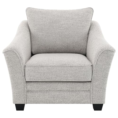 Sillón tapizado gris claro con brazos inclinados miniatura 4