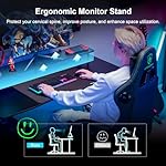 GTRACING 55 Inch Gaming Desk with LED Lights, Computer Gamer Desk with Monitor Stand, Ergonomic Carbon Fiber Surface Gaming Table with Mouse Pad for Home Office, RGB - Image 3