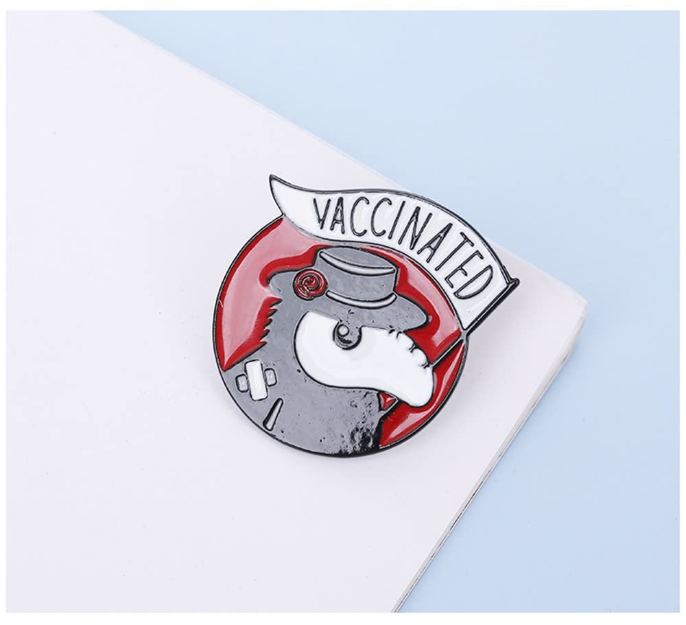 Broche vacunado con diseño de doctor de la peste de dibujos animados, alfileres esmaltados con solapa, insignia, joyería médica, regalo para médico, enfermera, Acero aleado, Sin gemas. 3