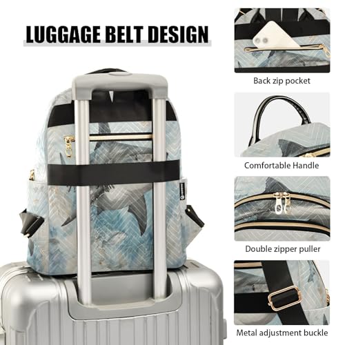 Image of ALAZA Shark Flying Women Backpack Purse Ladies Fashion Shoulder Bag Daypack Travel Bag 7.5L
