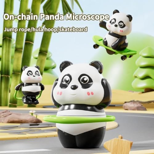Image of 3 Pcs Cute Panda Action Toy Set for Kids, Interactive Rotating Panda Figures with Skateboard, Hula Hoop & Jump Rope, Fun Moving Play Toys for Boys and Girls Age 3+