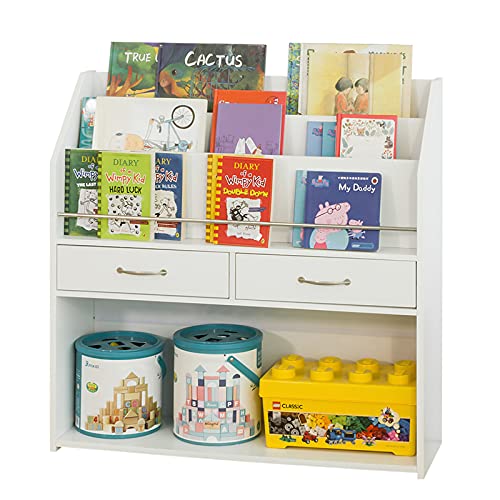 SoBuy Bibliothèque pour Enfants, Étagère de Rangement Enfant pour Jouets et Livres, 2 Tiroirs,...