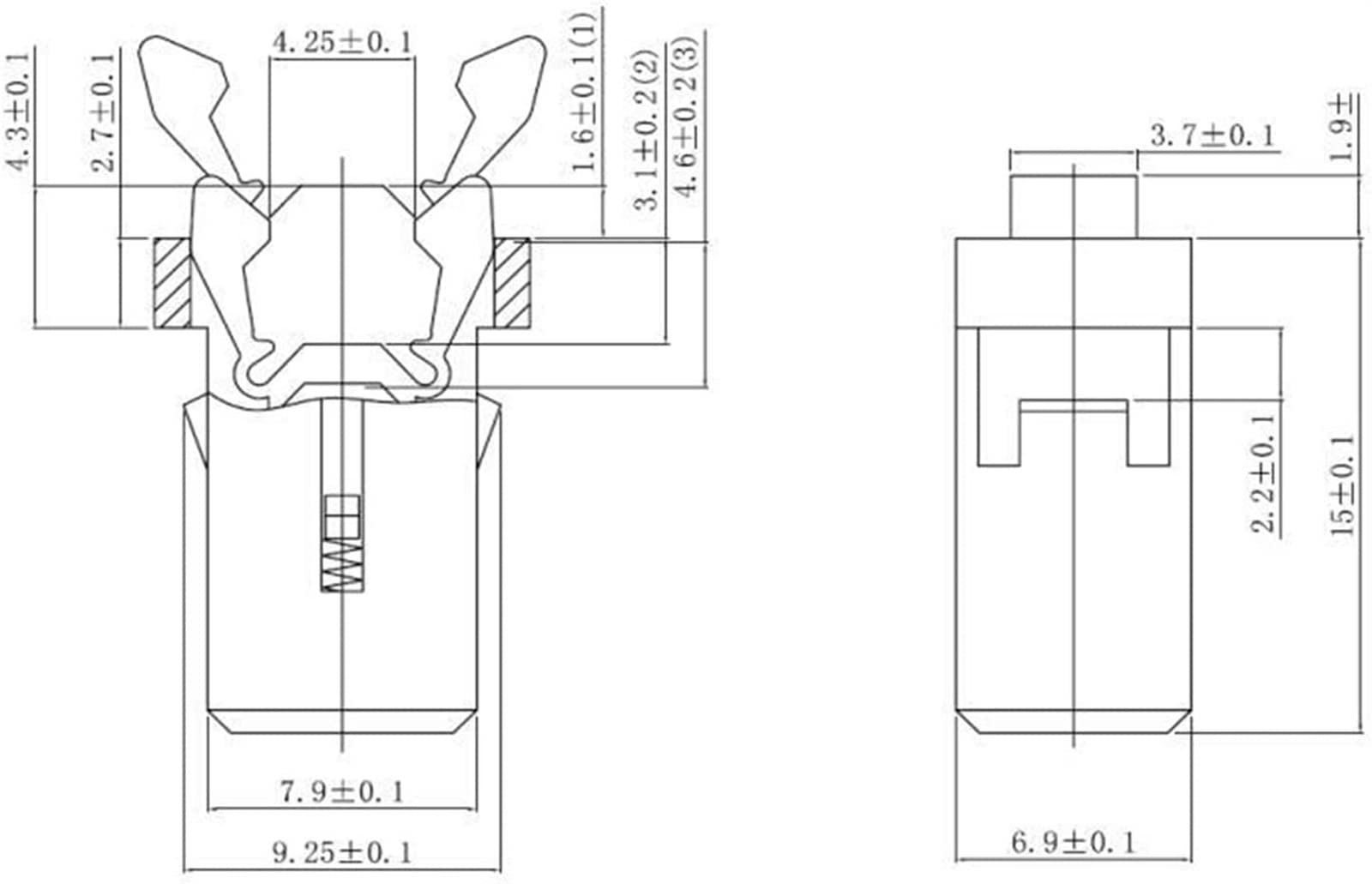 Interruptor Micro interruptor 100 Uds PR-001 cerradura de puerta pequeña interruptor de bloqueo for decodificador de aire acondicionado MS TV EVD cubierta de puerta de DVD interruptor electronico (Co