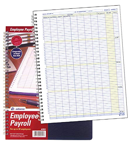 Adams Employee Payroll Record, 50 Employee Capacity, Spiral Binding, 8.5 x 11 Inches, White, (AFR51)