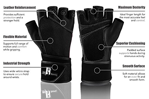 image for RIMSports Weight Lifting Gloves with Wrist Support, Comfort Padded Wor