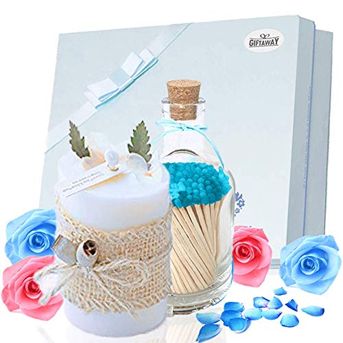 Aromatherapy-Candles with Scented Bath Rose-Soap Unique Gift Box for Mom Women Birthday Valentine's Day Anniversary 16 Hours Burn Time (1 Set - Blue Rose)