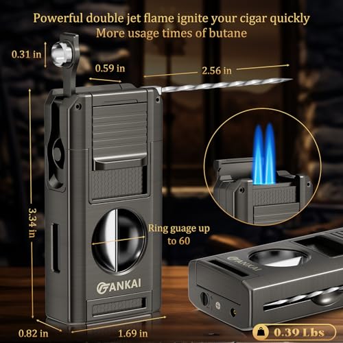 Encendedor para cigarros con cortador y llama doble miniatura 5