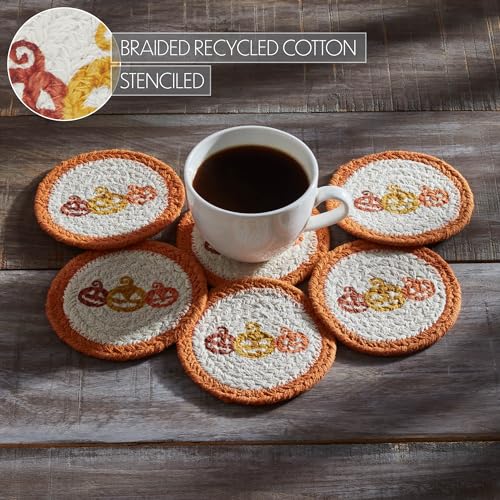 VHC-Brands-Country-Halloween-Stencil-Braided-Cotton-Coaster-Set-of-6-Decorative-Fall-Coasters-Table-Decor-for-Fall-Thanksgiving-and-Halloween VHC Brands Country Halloween Stencil Braided Cotton Coaster Set of 6 Decorative Fall Coasters Table Decor for Fall Thanksgiving and Halloween