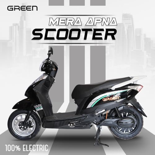 Image of Green Elaan Low Speed Electric Scooter Non RTO 60KM Range Black with Portable Charger