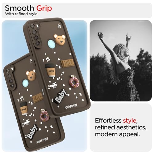 Image of Pikkme Back Cover for Redmi Note 8 | 3D Cartoon Silicone Case Cute & Fun Full Protective Bumper Cover (Brown)