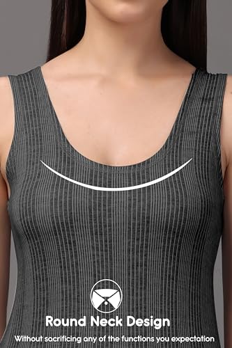 Image of Wearslim Women's Cotton Thermal Underwear Set, Thermal Sleeveless Camisole and Pant Set, Round Neck Tank Tops & Bottom Soft Warmer