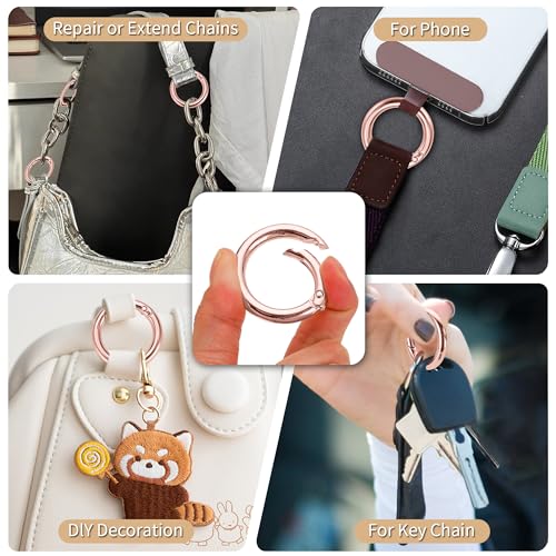 Image of Gkeygo Key Ring Clip, 1 Inch Keychain Rings, 8 Pack Round Carabiner Clip for Keys, Buckle, Bags, Purses - Key Chain Hooks Replacement Keychains Lanyard DIY Crafts, Rose Gold
