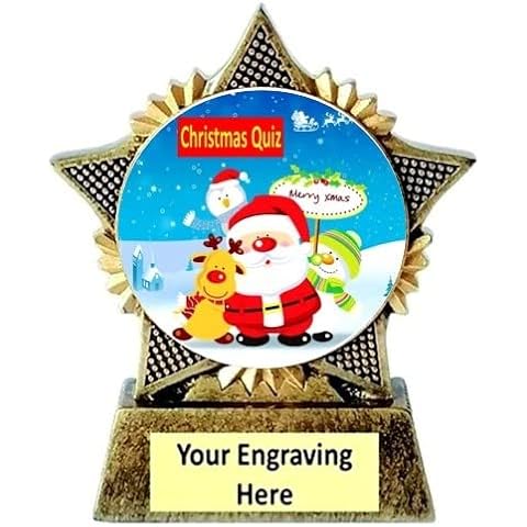 Christmas Quiz Mini Star Trophy with Free Engraving Cover