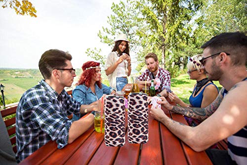 Slim Can Sleeves - Neoprene Bottle Insulator Sleeve Set of 2 Can Beverage Coolers for 12oz Energy Drink & Beer Cans (Leopard print)