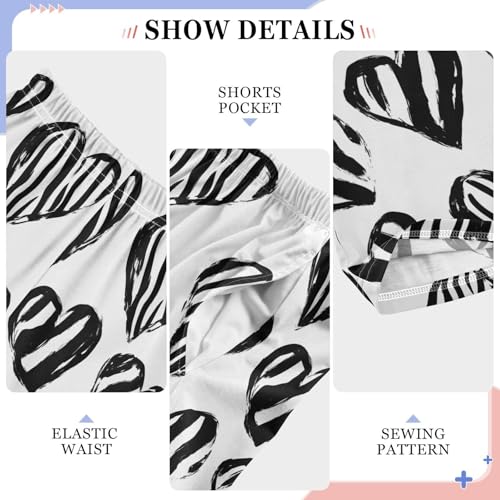 Pajama Pants Heart Shapes Line PJ Bottoms Sleepwear Lounge Sleep Pant with Pockets4