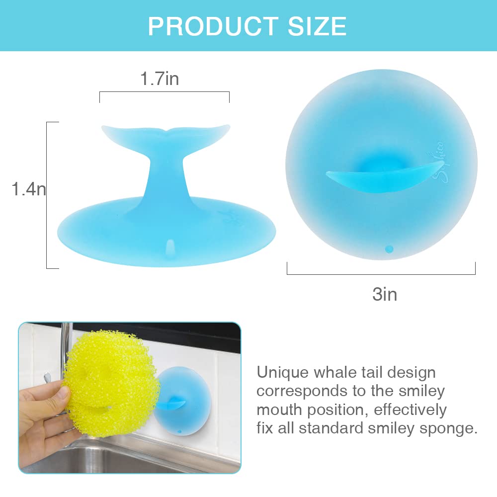 Amazon.com: SOPHICO 海綿架適用於磨砂爸爸海綿收納盒附吸盤,適用於廚房和浴室水槽自排水槽用於存放笑臉海綿- 不含海綿(藍色) :  居家與廚房