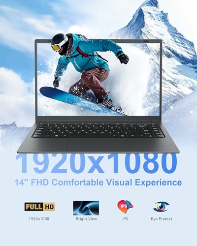 Image of 14 Inch Laptop Computer Business Laptop for Student Work, 8GB RAM 256GB SSD, FHD IPS Display, Pentium 6500Y (Up to 3.4GHz), Fast Charging, Type-C, Quad Speakers, HDMI, USB3.2, BT5, WiFi 5