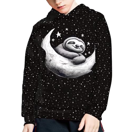 Boys Girls Hoodies 3D Printed Sleepy Sloth Hooded Sweatshirts Casual Long Sleeve Pullover with Pocket for 6-16 Years4