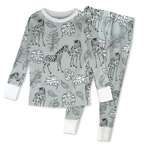 Image of HonestBaby Multipack 2-Piece Pajamas Sleepwear Pjs 100% Organic Cotton for Infant Baby and Toddler Girls, Baby Zebra Camo, 5T