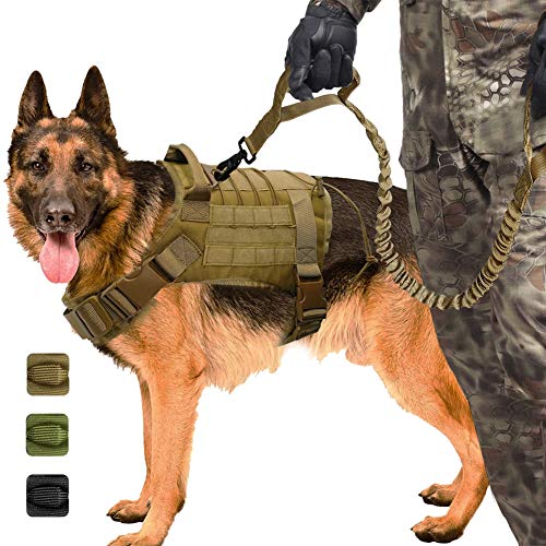Mustbe Strong Arnés Táctico Militar para Perros K9 Chaleco para Perros De Trabajo Servicio De Correa Elástica De Nylon Perro Entrenamiento Militar Caza para Perros Medianos Grandes,B,L