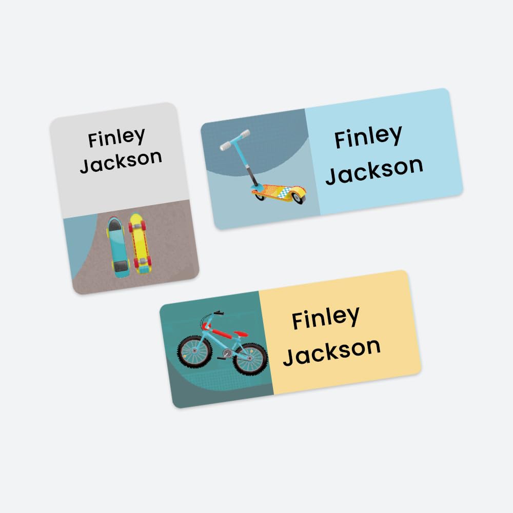43 x Mixed Pack Personalised Stick On Waterproof Name Labels - Skate Park