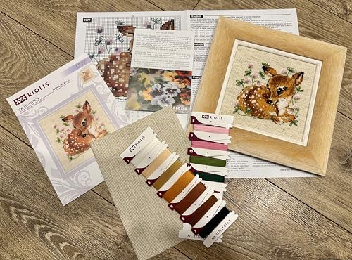 Image of RIOLIS - Little Deer 1777, Cross Stitch Kits 5 inchX5 inch, Cross Stitch Kits for Beginners & Advanced, Crossstitching Kits Adult, Counted Stitching Kits, Embroidery Kit