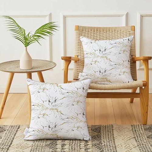 Image of Jaipur Weaves Cushion Cover 16 Inch X 16 Inch - Set of 2, Modern Print 180 GSM Decorative Soft Cushion Covers for Sofa /Bed /Chair, Gift for Home Decor (Minimalist Marble, 2)