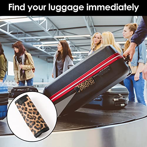 KINIVA Leather Luggage Handle Wrap 2 Pack Set,Luggage Identifiers Tags Markers for Luggage Suitcase,Travel Accessories(leopard-2pcs)2
