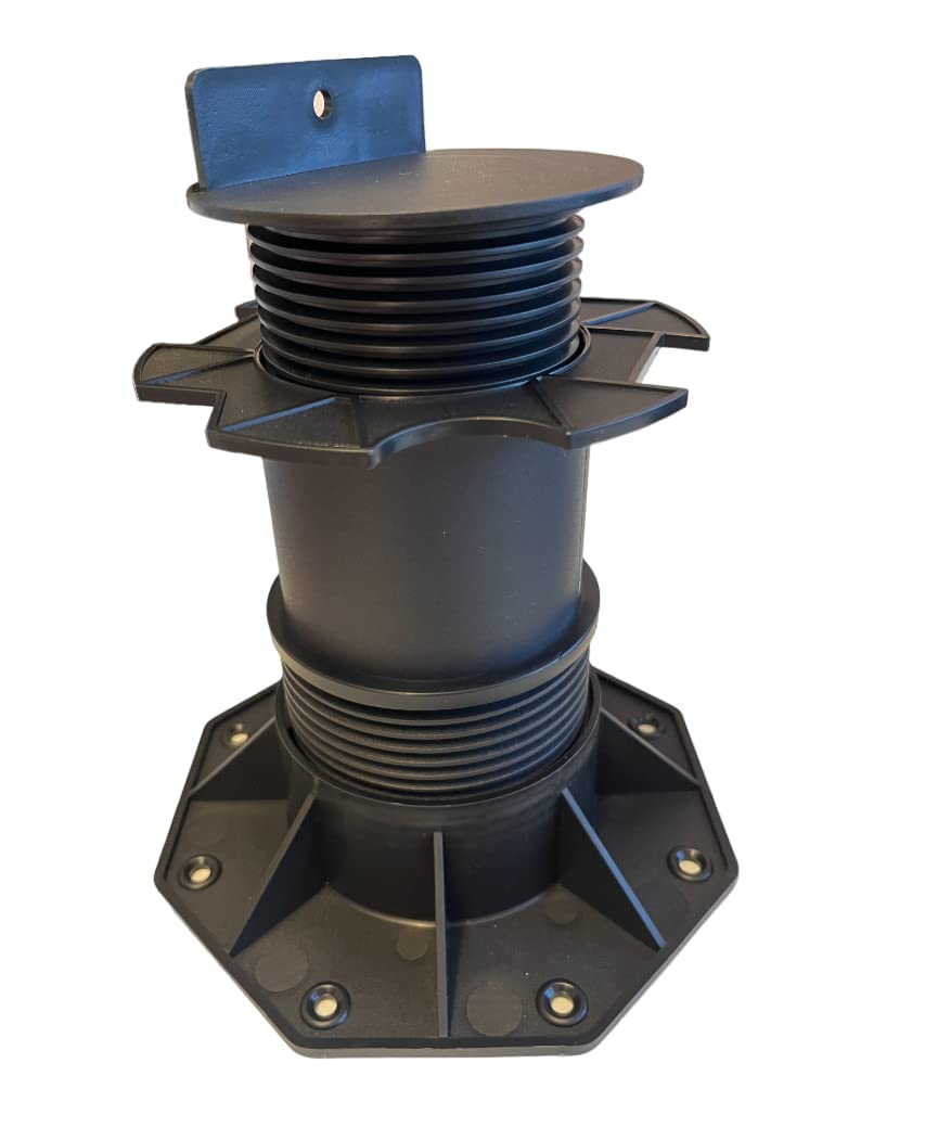 Black Adjustable Decking Pedestal Riser Bearing Support 18Mm-135Mm Suitable For Diy Projects Pack Of 10 (135Mm-220Mm)