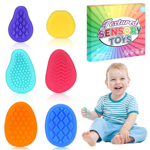 Tapvai Fidget Toys Sensory Stones 6 Fidget Toy, Antiestres Adultos de Colores Texturizadas de Silicona,Juguetes Sensoriales Autismo para Niños Estudiantes Relajación contra El Estrés