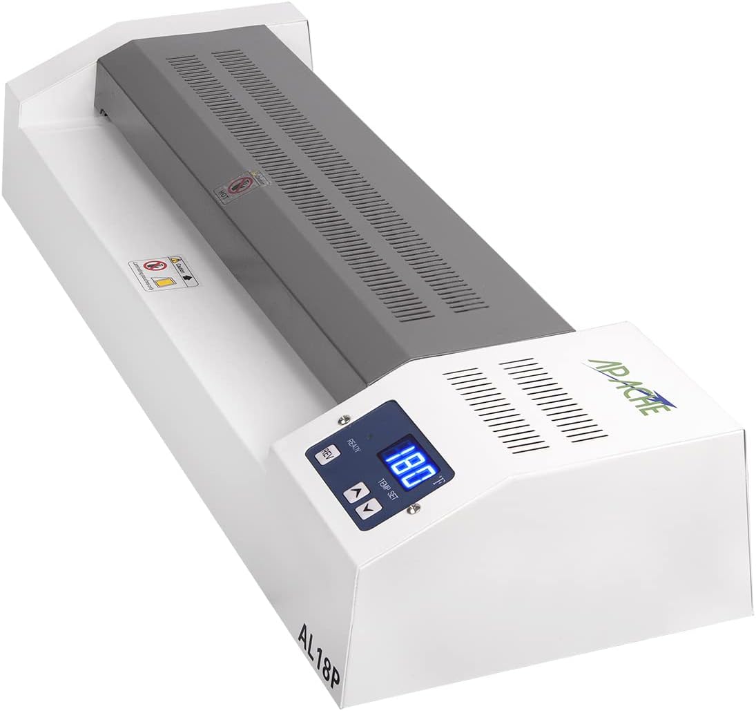 Apache AL18P Professional Hot/Cold 18" (Actually 17.5" max Laminating Width) Thermal Laminator and 20 Laminator Pouches