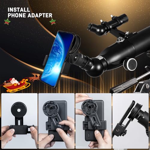 Image of Telescopes for Adults High Powered, 700x90mm AZ Astronomical Professional Refractor Telescope for Beginners Astronomy with Advanced Eyepieces, Cool Astronomy for Christmas, Black