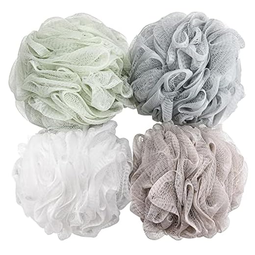 Bath Shower Sponge Loofahs (60g/pcs) Mesh Pouf Shower Ball, Mesh Bath and Shower Sponge Pack of 4