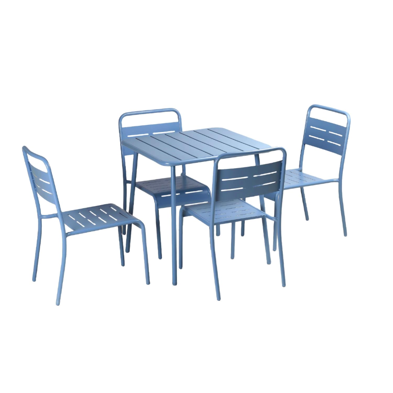 CONCEPT USINE | Tavolo da giardino BERGAME 4 posti in acciaio blu | Grande tavolo da pranzo all'aperto | Mobili da giardino Terrazza piscina | 70 cm | Resistenza al sole & Intemperie | Premium Design