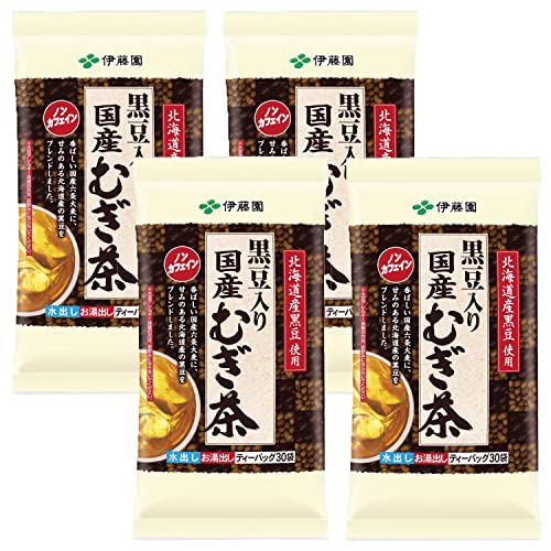 伊藤園 黒豆むぎ茶ティーバッグ 8.0g×30袋 ×4個 デカフェ ノンカフェイン