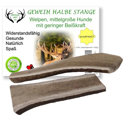ARTISAN GIFT CO Halbiertes Geweih für Hunde, halbiertes Hirschgeweih für Welpen, S - 2 st.