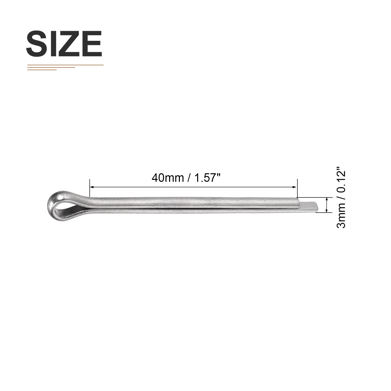DTGN 3mm x 40mm (DxL) Cotter Clip Pins - 30Pack - Good for Machinery - 304 Stainless Steel Hairpin Fasteners - Silver - Image 2